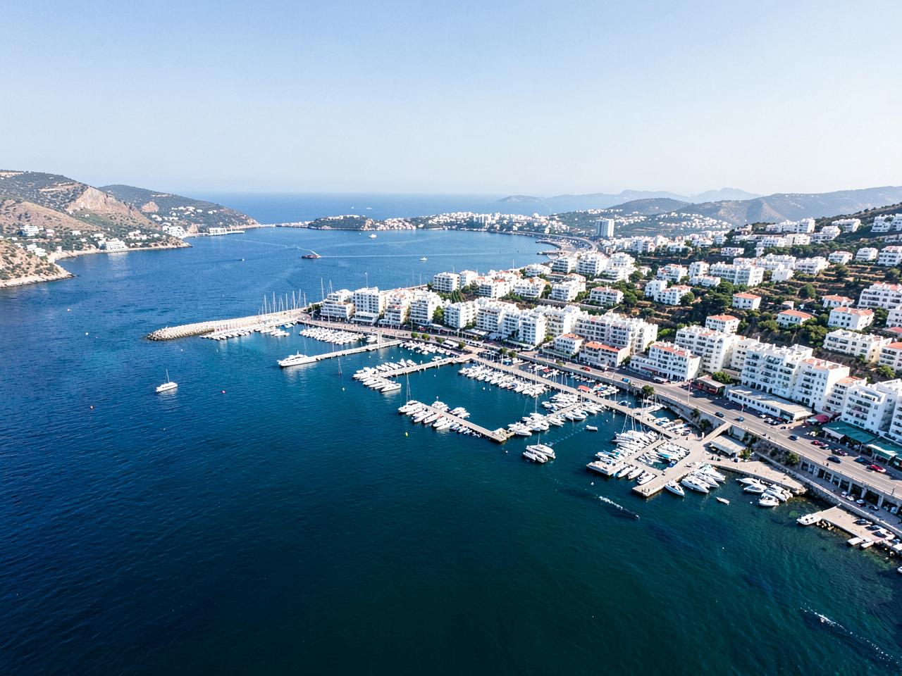Aerial view of the Alimos coastline in Athens, Greece